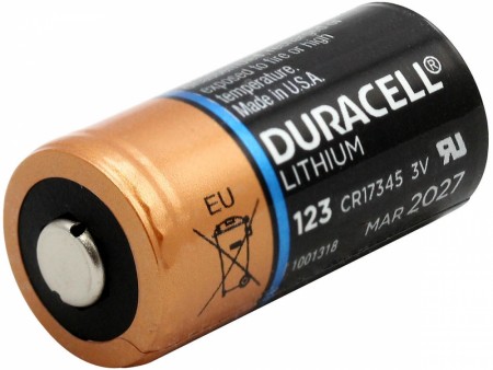 Duracell CR123A, 3V lithium batteri